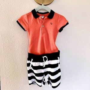 Adorable Janie & Jack Baby Boy Polo Shirt & Shorts Set - Size 6 - 12 Mos
